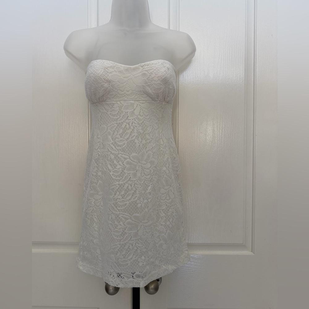 Rhapsody White Lace Strapless Dress Sz S